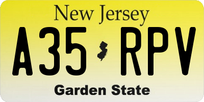 NJ license plate A35RPV