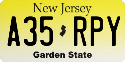 NJ license plate A35RPY