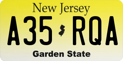 NJ license plate A35RQA