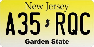 NJ license plate A35RQC