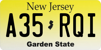 NJ license plate A35RQI