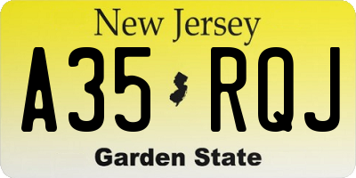 NJ license plate A35RQJ