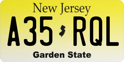 NJ license plate A35RQL