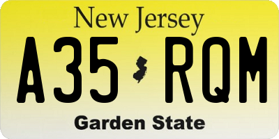 NJ license plate A35RQM