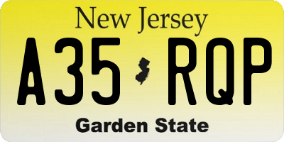 NJ license plate A35RQP