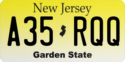 NJ license plate A35RQQ