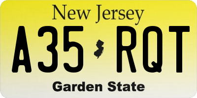 NJ license plate A35RQT