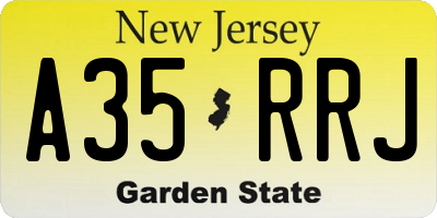 NJ license plate A35RRJ