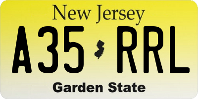 NJ license plate A35RRL