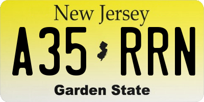 NJ license plate A35RRN