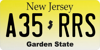 NJ license plate A35RRS