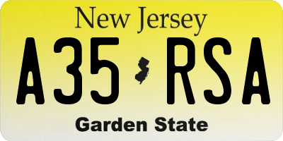 NJ license plate A35RSA
