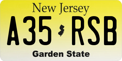 NJ license plate A35RSB
