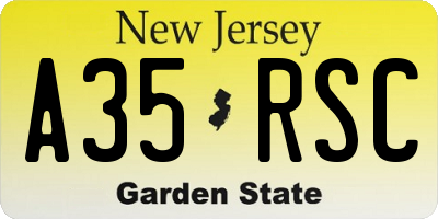 NJ license plate A35RSC