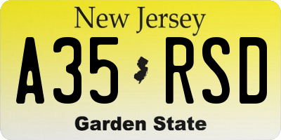 NJ license plate A35RSD