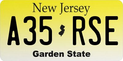 NJ license plate A35RSE
