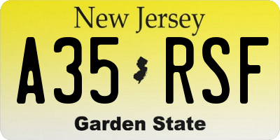 NJ license plate A35RSF