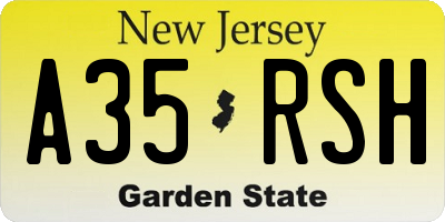 NJ license plate A35RSH