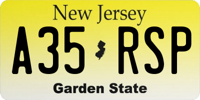 NJ license plate A35RSP