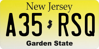 NJ license plate A35RSQ