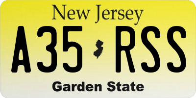 NJ license plate A35RSS