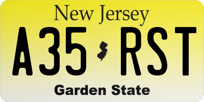 NJ license plate A35RST