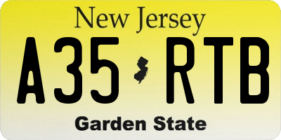 NJ license plate A35RTB