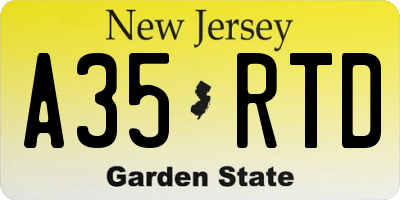NJ license plate A35RTD