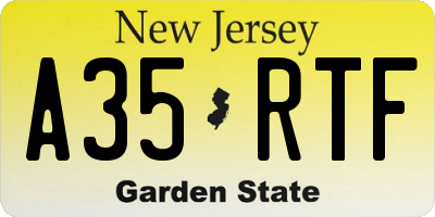 NJ license plate A35RTF