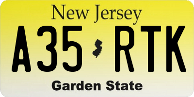 NJ license plate A35RTK