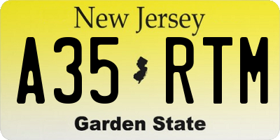 NJ license plate A35RTM