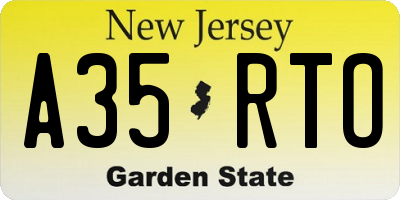 NJ license plate A35RTO