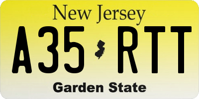 NJ license plate A35RTT