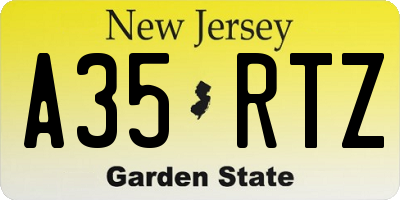 NJ license plate A35RTZ
