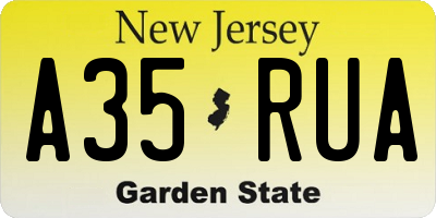 NJ license plate A35RUA
