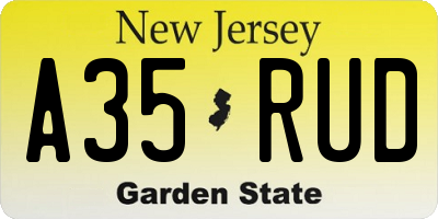 NJ license plate A35RUD
