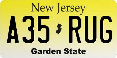 NJ license plate A35RUG
