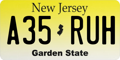 NJ license plate A35RUH