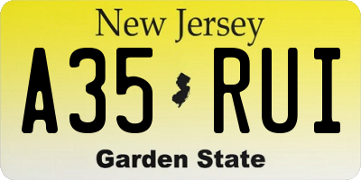 NJ license plate A35RUI