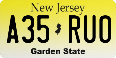 NJ license plate A35RUO