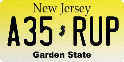 NJ license plate A35RUP
