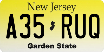 NJ license plate A35RUQ