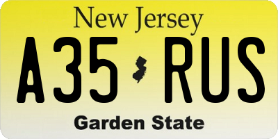 NJ license plate A35RUS