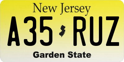 NJ license plate A35RUZ
