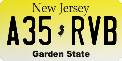 NJ license plate A35RVB