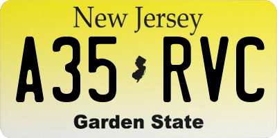 NJ license plate A35RVC