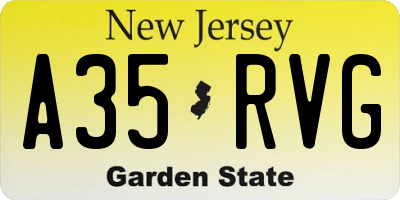 NJ license plate A35RVG