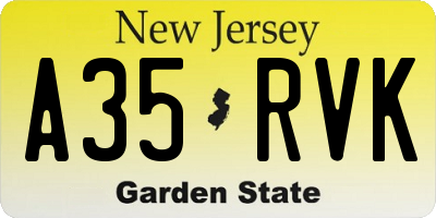 NJ license plate A35RVK