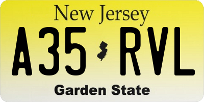 NJ license plate A35RVL