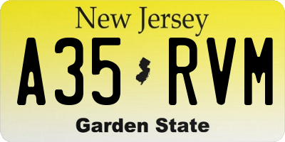 NJ license plate A35RVM